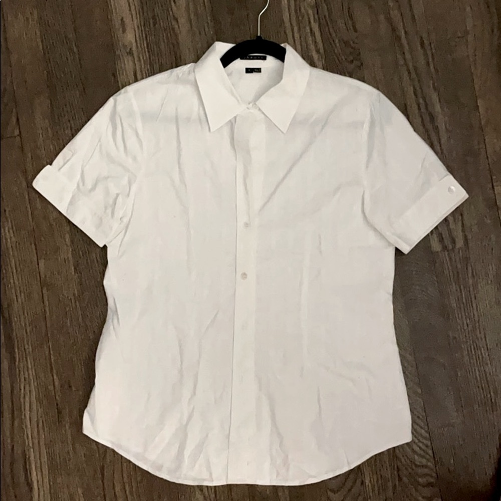 THEORY Short-Sleeve Button Down-White L